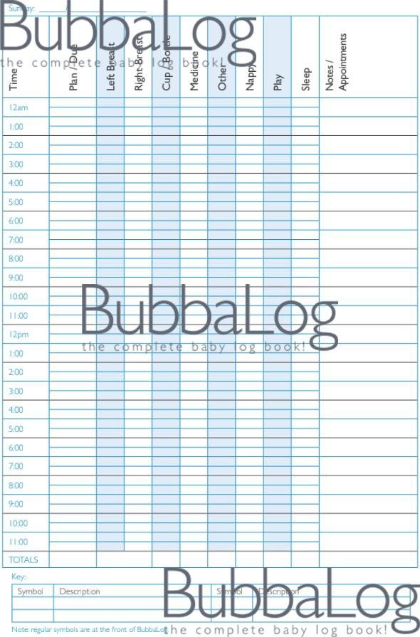 Example page from the BubbaLog Baby Journal
