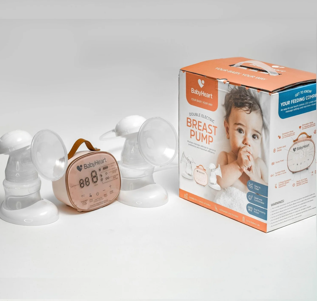 babyheart double breast pump and accessories