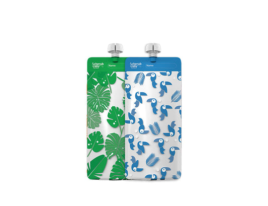 Product image of the On the go Maxi food pouches in Blue and Green