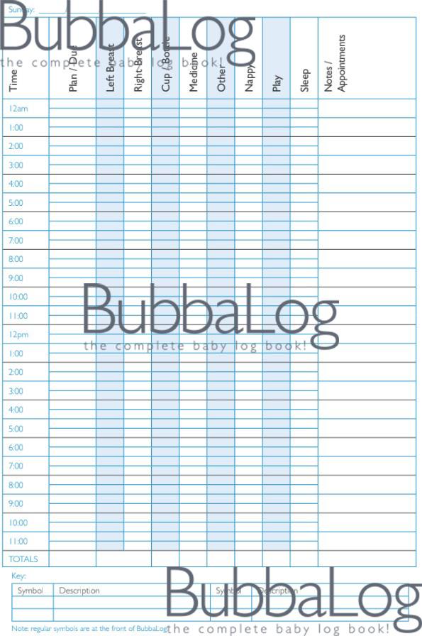 Example page from the BubbaLog Baby Journal